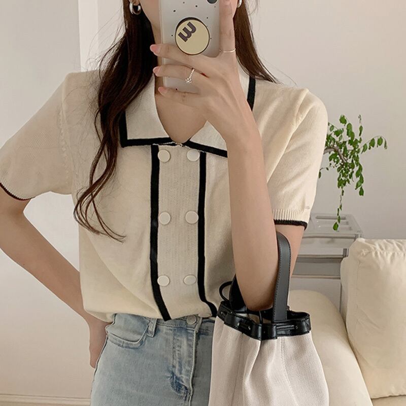 カラーTシャツ シャツ ニットセーター レディースサマースタイルルーズ 夏物 ビッグFスモールZ韓国91872755066