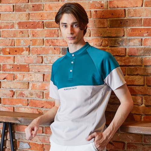 Men's - Bicolor Stretch Stand Collar - Green