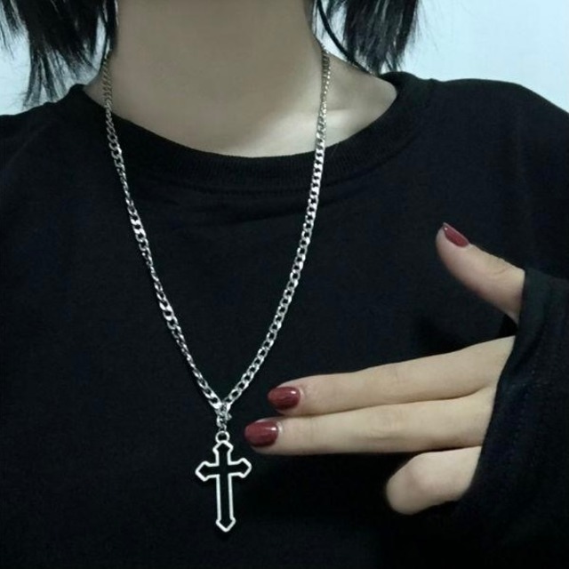 【即納】simple cross necklace Ot71