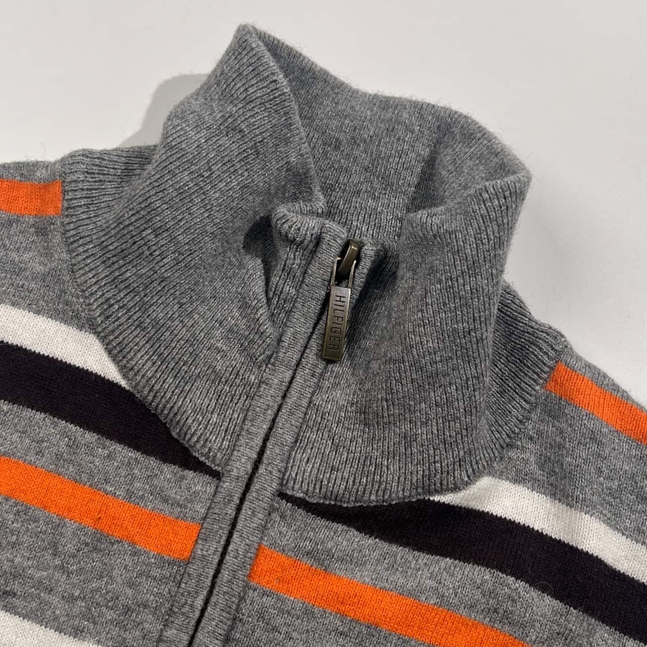 TOMMY HILFIGER トミーヒルフィガー ボーダー コットン ニット プルオーバー L/グレー メンズ