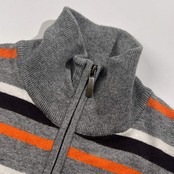 TOMMY HILFIGER トミーヒルフィガー ボーダー コットン ニット プルオーバー L/グレー メンズ