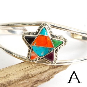 【INDIAN JEWELRY インディアンジュエリー】Navajo Multi color star bangle James Maygoats ナバホ マルチカラーバングル ジェームス・メイゴート作