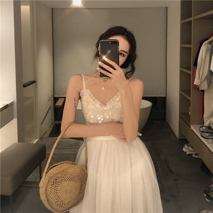 スプリングVネックドレス スタンダードスカート メッシュ レトロ 春物 ドラファッションホール11886553993