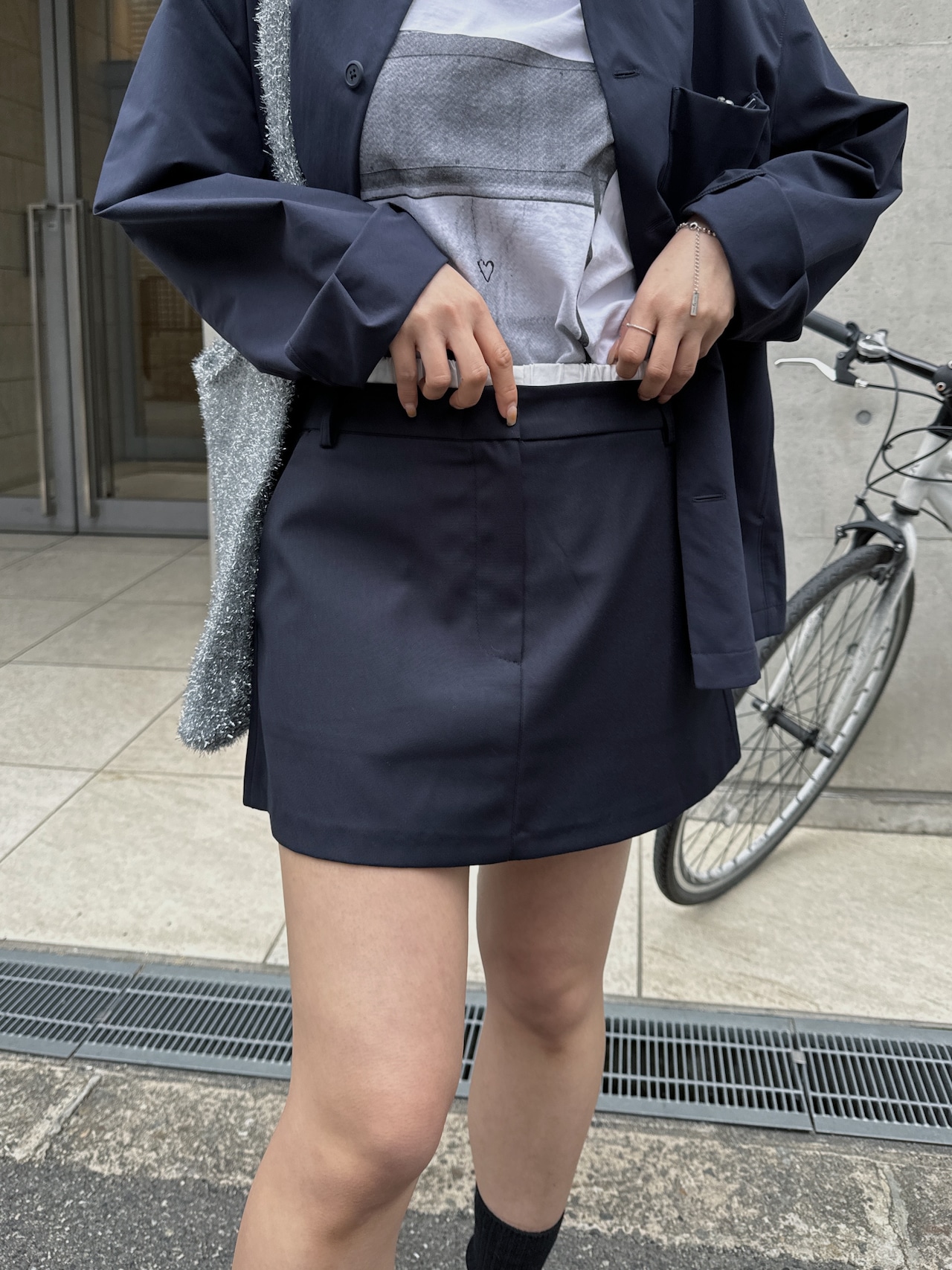 double waist mini skirt