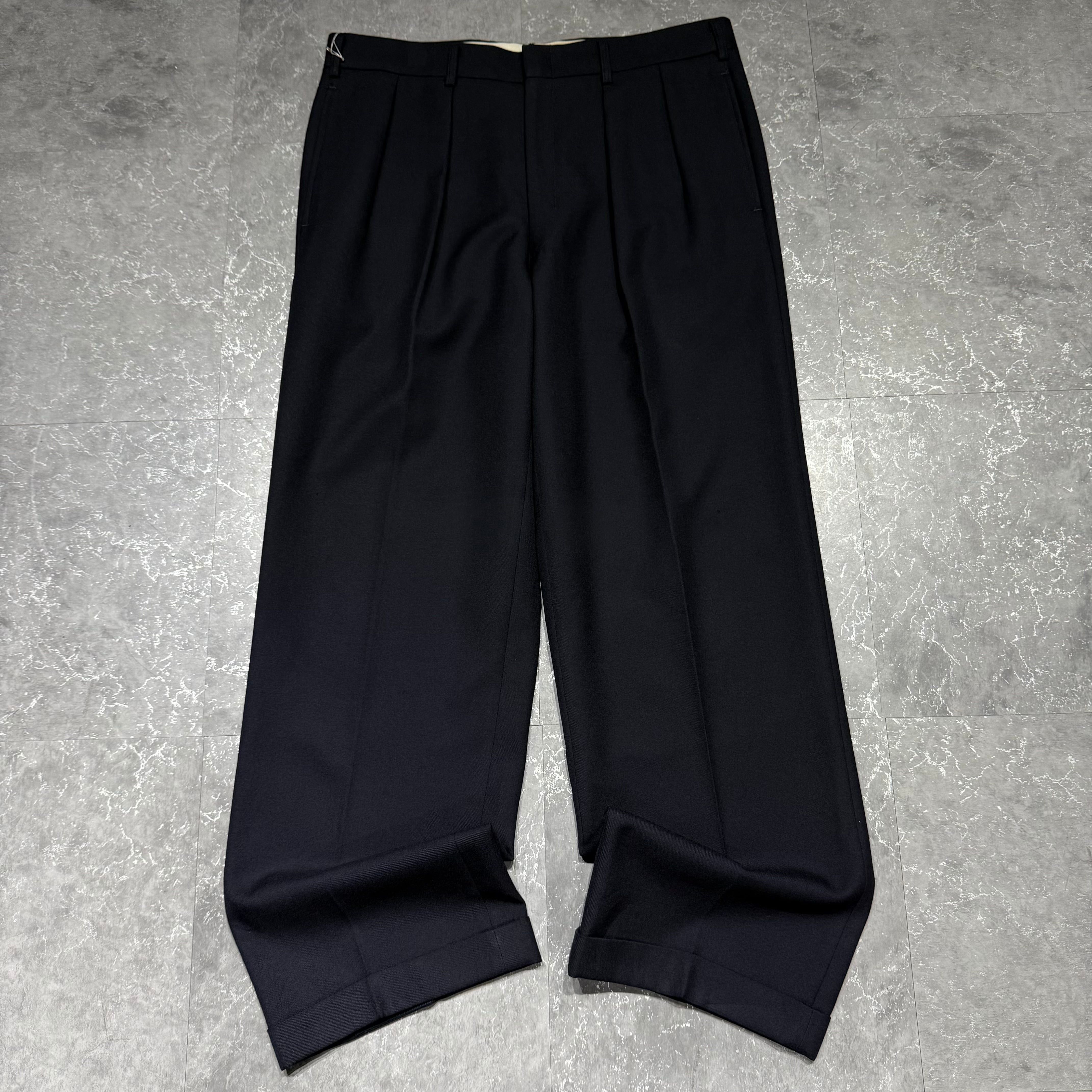90s~ EMPORIO ARMANI rayon × wool drape wide slacks 