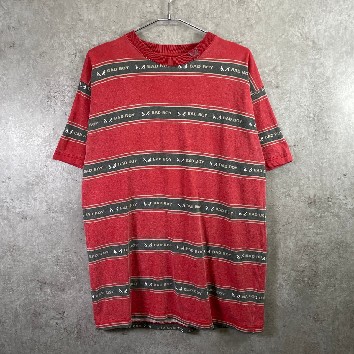 90年代 BAD BOY バッドボーイ ロゴ マルチボーダー Tシャツ メンズXL