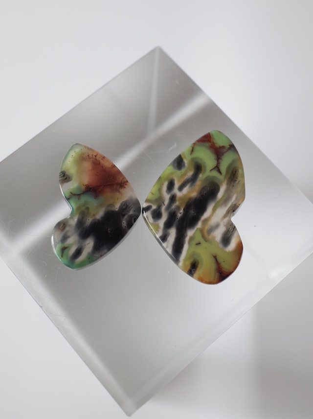 Butterfly Picture Agate Pair - 011