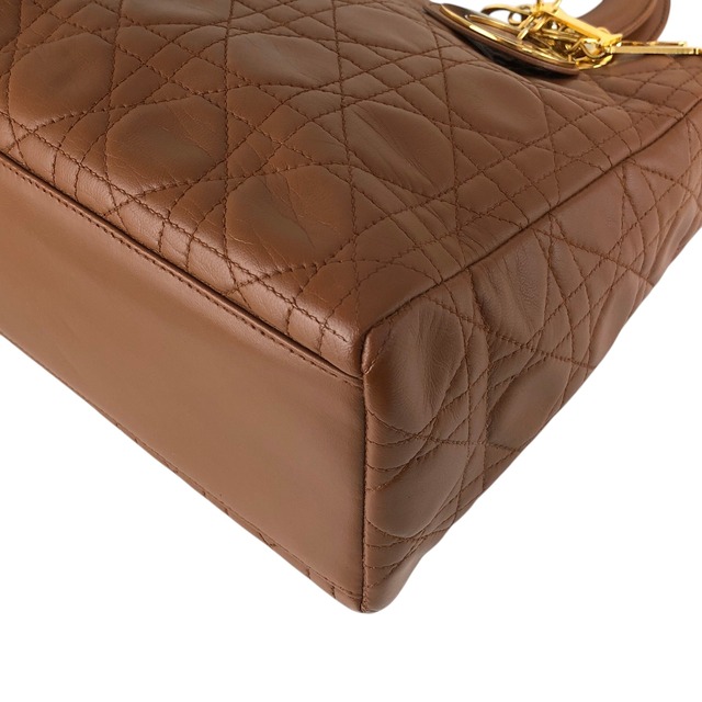 Christian Dior クリスチャン ディオール レディディオール ハンドバッグ ブラウン カナージュ ロゴチャーム レザー 2way vintage ヴィンテージ オールド 5n4tvr
