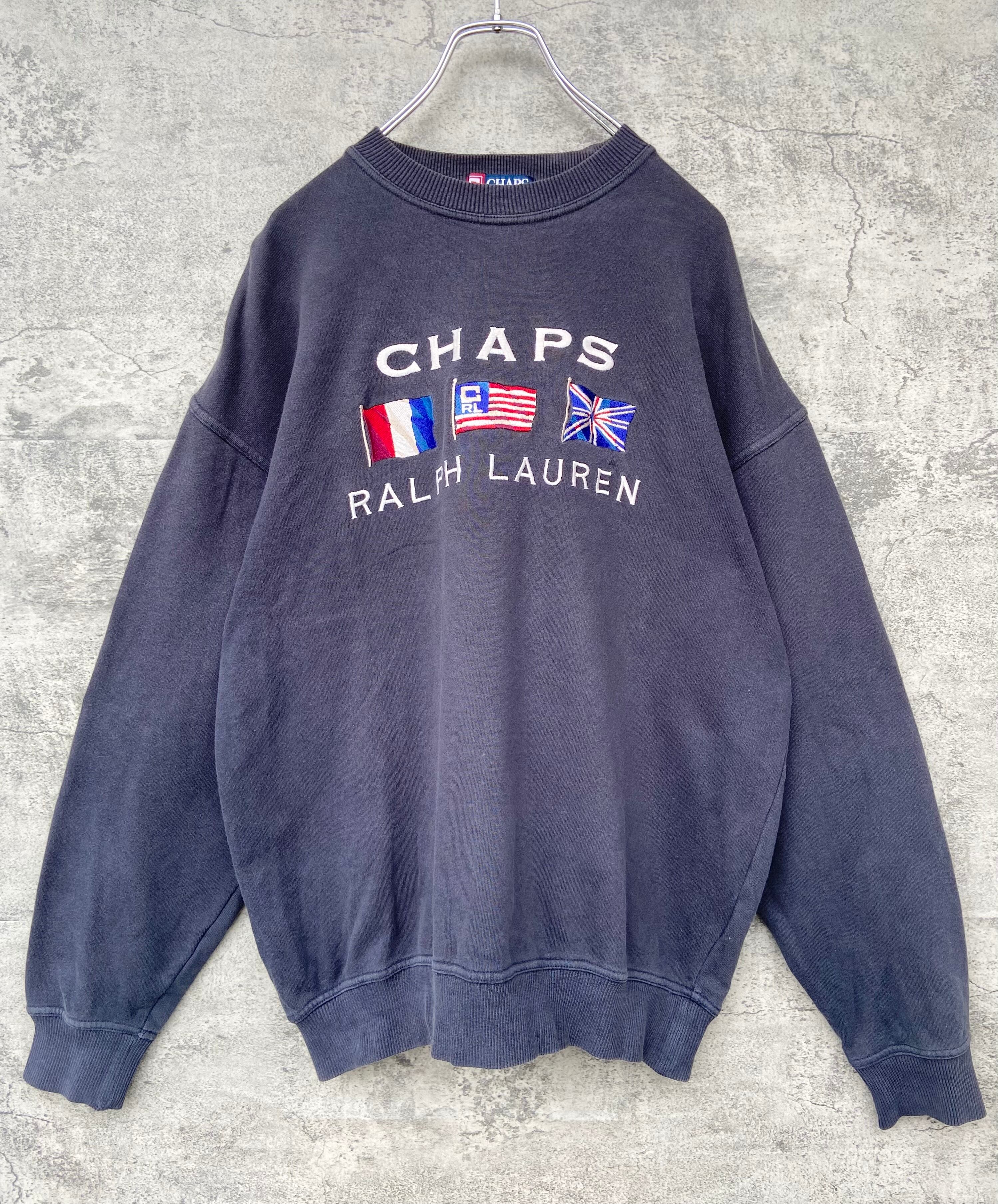 CHAPS チャップス ロゴ刺繍スウェット Vネック グレー ビッグサイズ