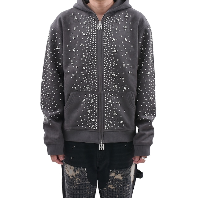 【Birth Of Royal Child】Cashew Blossom Pearl Zipper Hoodie
