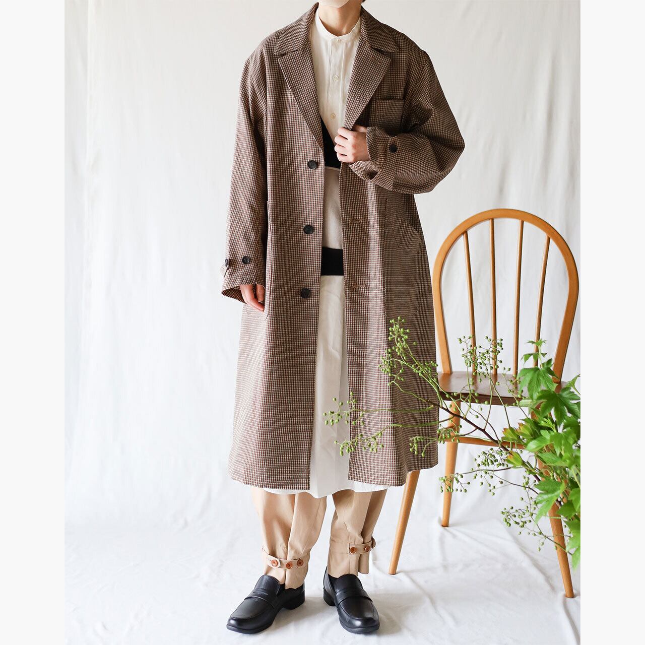 【0122-1】Boa quilting collarless coat