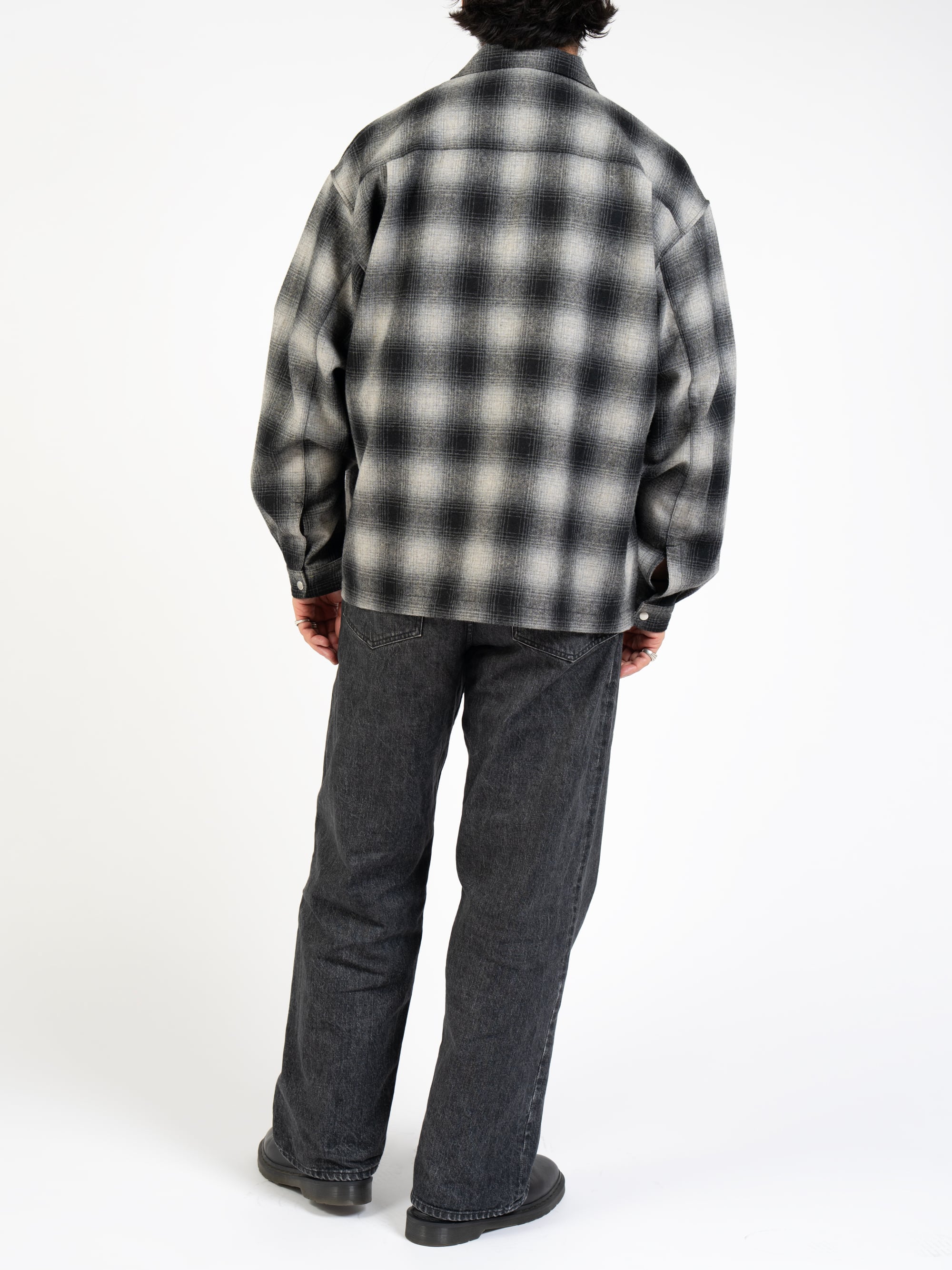 Ombre Check Shirt Jacket (beige×brown) | OVY