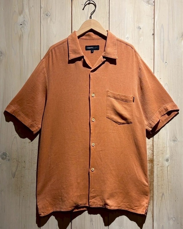 【a.k.a.C.a.k.a vintage】"CERRUTI JEANS" Vivid Orange Loose S/S Open Collar Shirt
