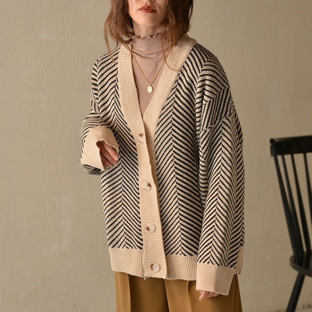 herringbone big silhouette cardigan 02110037