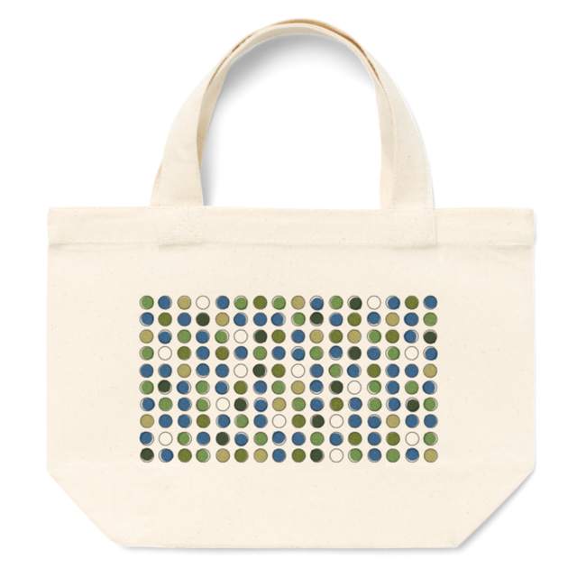 トートバッグ ｓサイズ 水と若草色 水玉チェック模様 ズレ有 手書き風の個性的なイラスト 温もりある個性的なイラスト Tシャツ販売の瀬端デジタル雑貨店