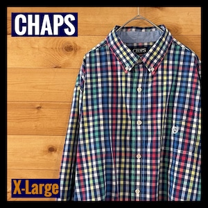 【CHAPS】 マルチカラー ギンガムチェック 柄シャツ 長袖シャツ チャップス ラルフローレン XL アメリカ古着