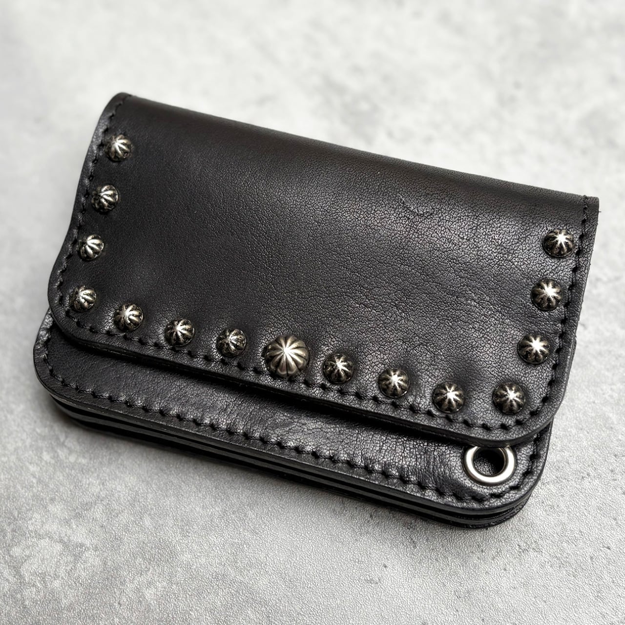 栃木レザー スタッズロングウォレット 長財布 日本製 Made in Japan
