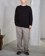 MAYKAM - LINEN/PAPER BASQUE PULLOVER : black
