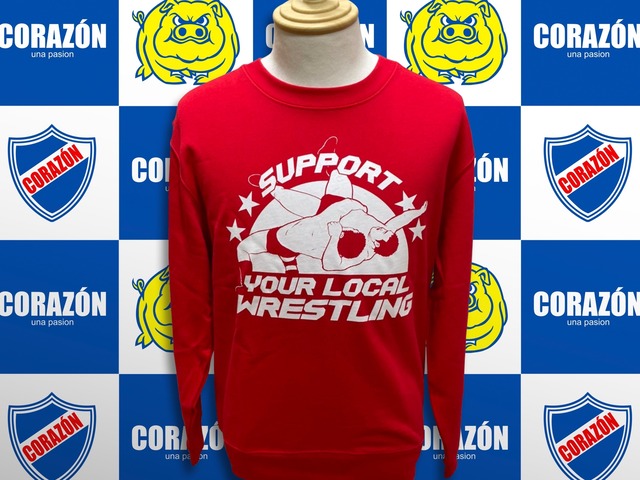 DEPORTES『SUPPORT YOUR LOCAL WRESTLING』スウェット(レッド)