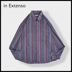 【in Extenso】ストライプシャツ 長袖シャツ カジュアルシャツ ボタンダウン マルチカラー マルチストライプ L相当 US古着