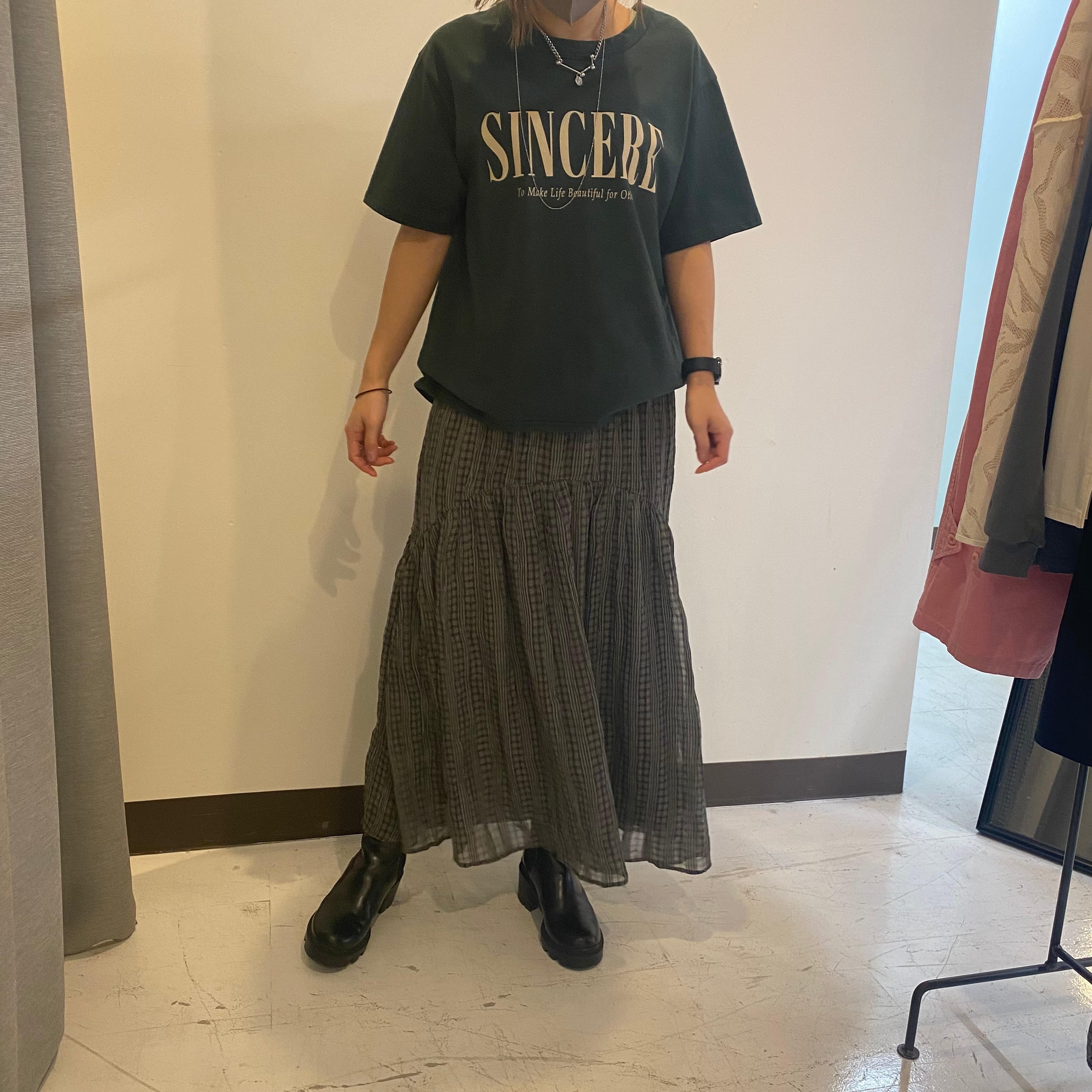 【CHIGNON】 チェックシアーティアードスカート