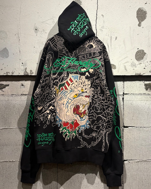 【Caka otto】“Dead Stock” “Ed Hardy” Tattoo Graphic Print Vintage Zip Up Hoodie
