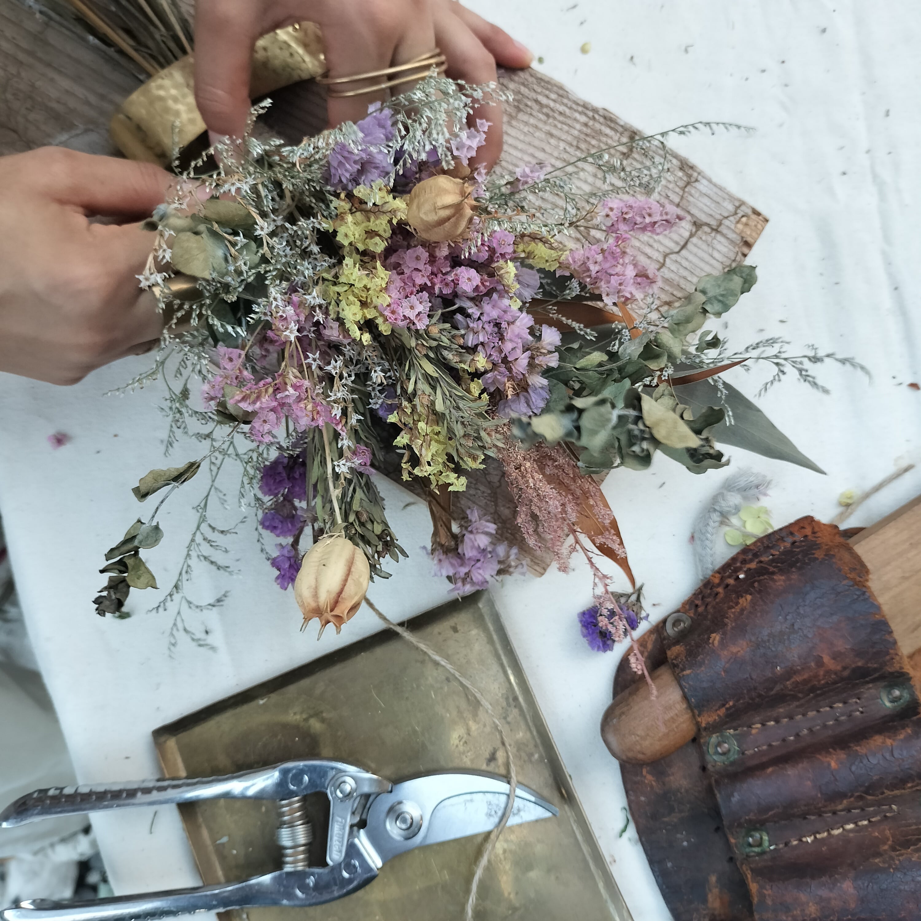 古材と真鍮のドライフラワーアレンジメント【Old and brass flower arrangement】