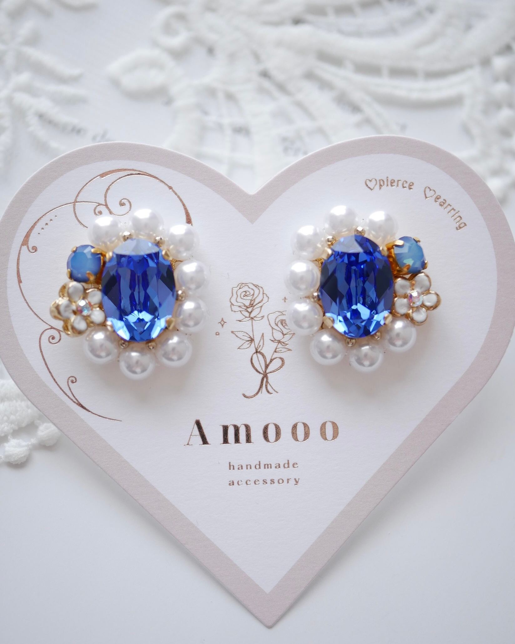 793 クリスタルパールオーバルビジューピアス/イヤリング | Amooo