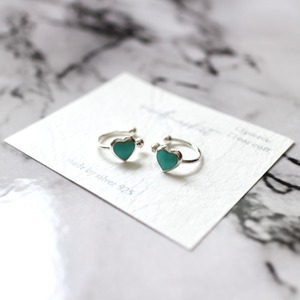 ターコイズブルー　ワンポイントハートイヤーカフ