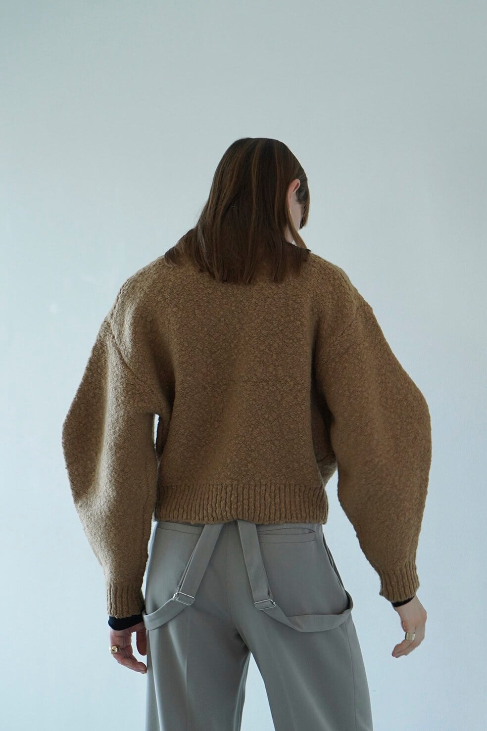 CLANE : BROOCH SET SOFT SLUB KNIT TOPS 15106-2392 C/# BEIGE SIZE 1
