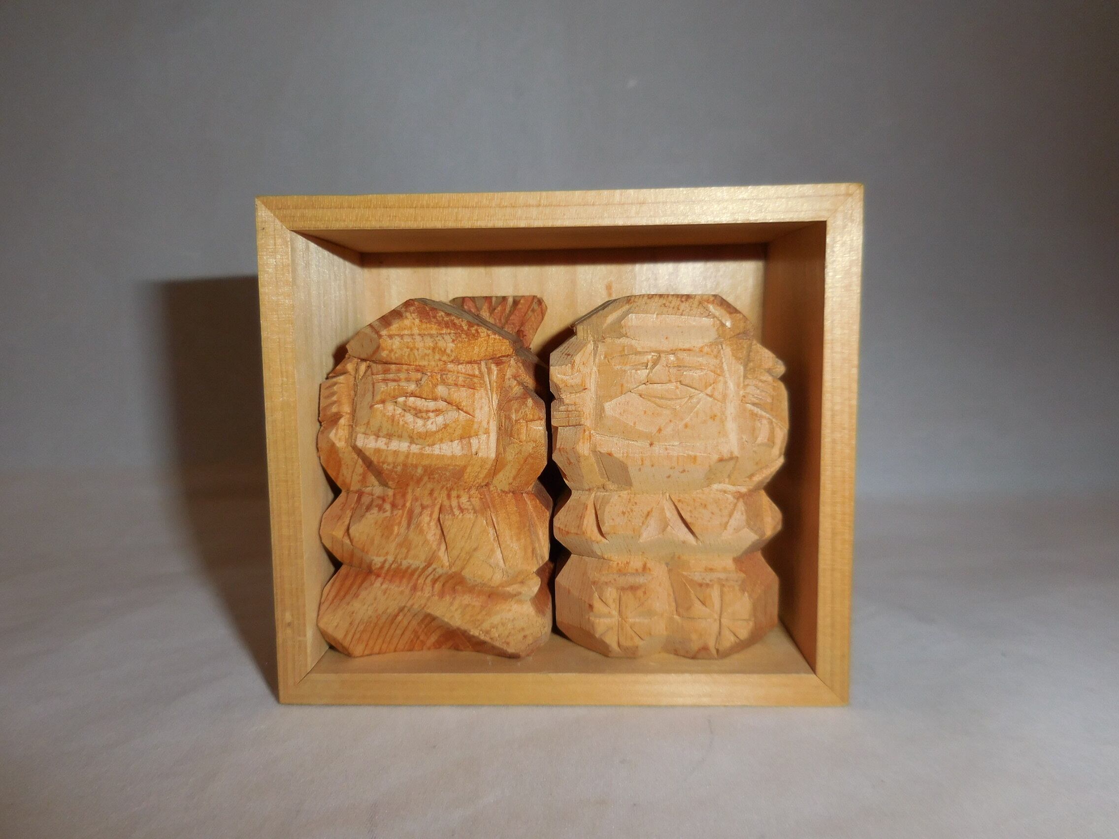 一刀彫恵比寿＆大黒 wooden Ebisu & Daikoku(No8) | 春夏秋冬（しき