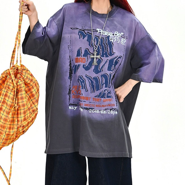 ディストーションロゴヴィンテージライクTシャツ 2col   R01699