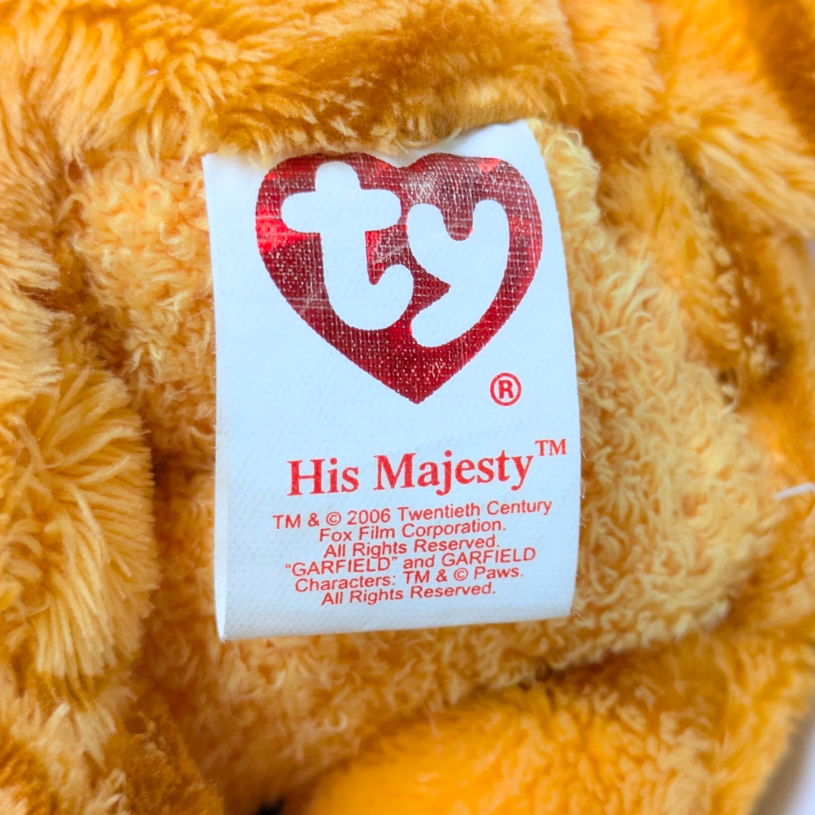 ☆ VINTAGE 2006 ☆【 Garfield ( ガーフィールド ) 】『 ガーフィールド His Majesty 』 ガーフィールド2 / Garfield: A Tail of Two Kitties / Ty ビーニーベイビーズ / ぬいぐるみ プラッシュ plush 2006年製 〚アメリカン雑貨 アメトイ〛