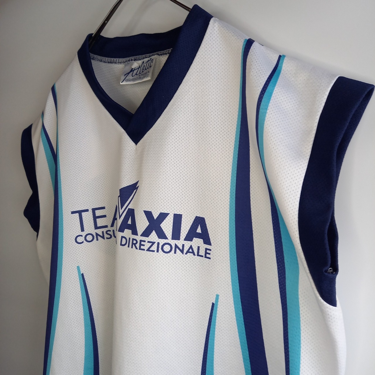 90s　イタリア製　ゲームシャツ　ノースリーブ　Tシャツ　メッシュ　白