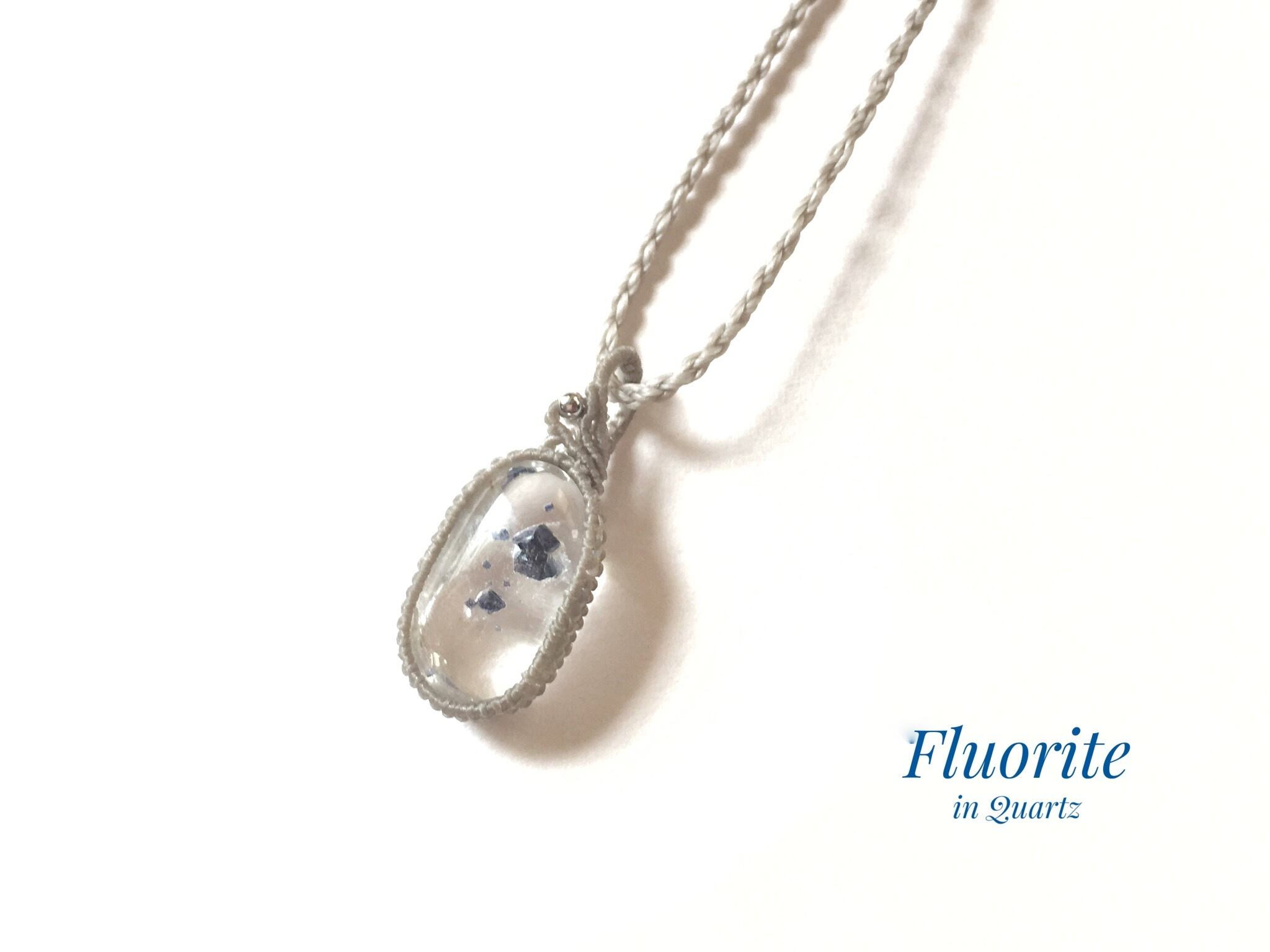 フローライトインクォーツ macramé necklace