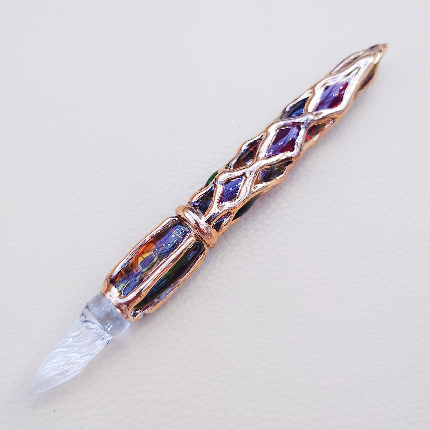 穂坂英樹　ガラスペン　白猫 FLAME WORKS JAPAN 硝子造形士穂坂英樹 GLASS WORK SHOP