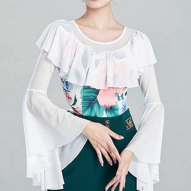 ラウンドネック　フレアスリーブ　トップス　ds0513