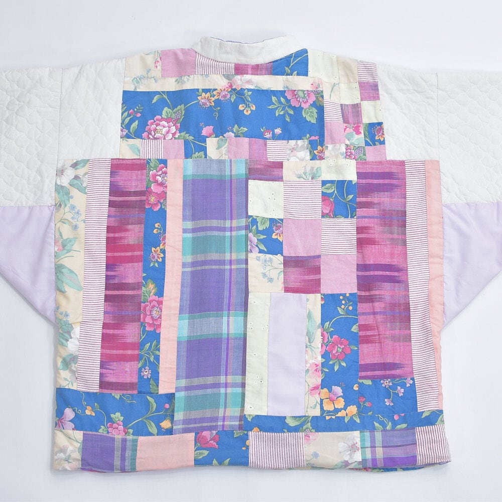 Vintage ハンドメイド 花柄 パッチワーク デザイン マオカラー風 Vintage ハンドメイド 花柄 パッチワーク デザイン マオカラー風