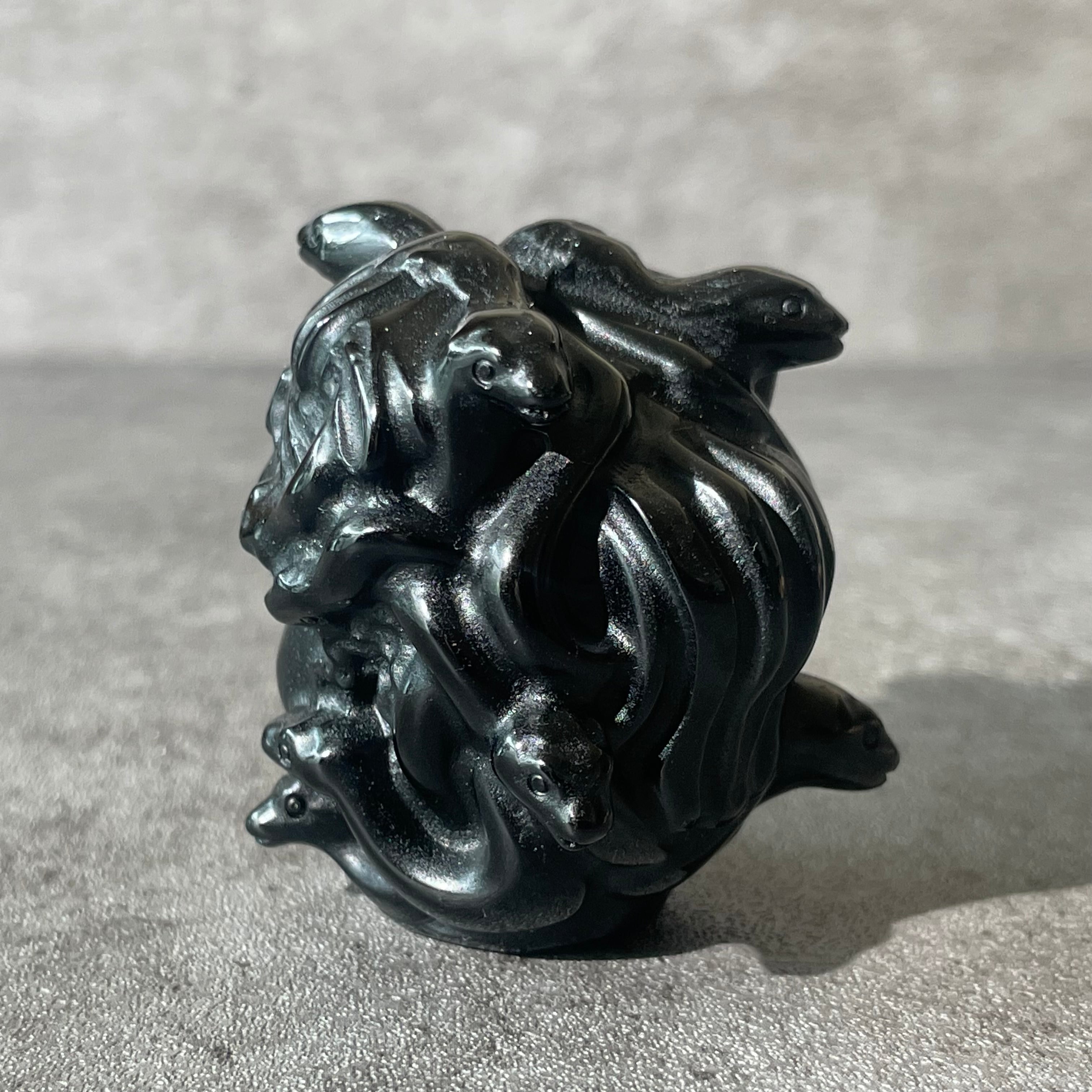 黒いオブシディアンの置物 Black Obsidian ブラックオブシディアン|Medusa メデューサ|天然石