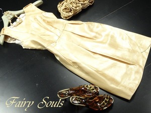 ★送料無料★9号（M）☆ノースリ－ブ光沢サテンワンピ(OPN3528）