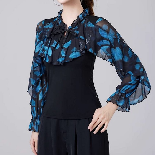 フリルシフォン×リボンタイ ダンストップス ds0525