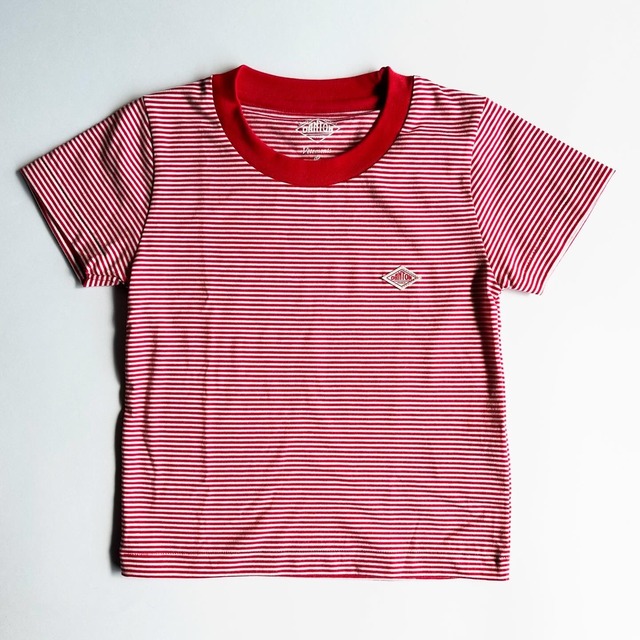 DANTONキッズクルーネックTシャツ【105-135cm】Red Border