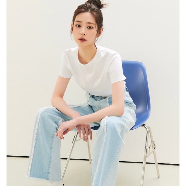 [CITY BREEZE] CUTTING COLOR WIDE DENIM PANTS_LIGHT BLUE 正規品 韓国ブランド 韓国代行 韓国通販 韓国ファッション デニム パンツ