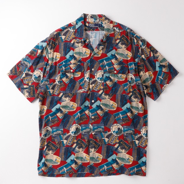 【極美品】90s Ralph Lauren special rayon open collar shirt big size S/S mint condition ／ ラルフローレン スペシャル レーヨン オープンカラー シャツ  ビッグサイズ L  サマーシャツ 夏服 ほぼ未使用品