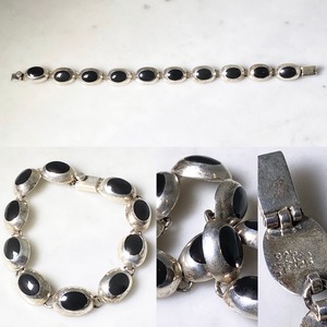 vintage Mexican silver × onyx bracelet