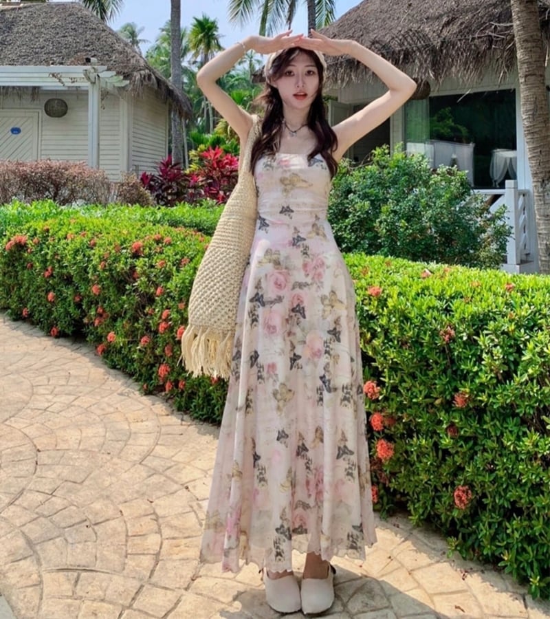 ワンピース ノースリーブワンピース 花柄ワンピース キャミワンピ