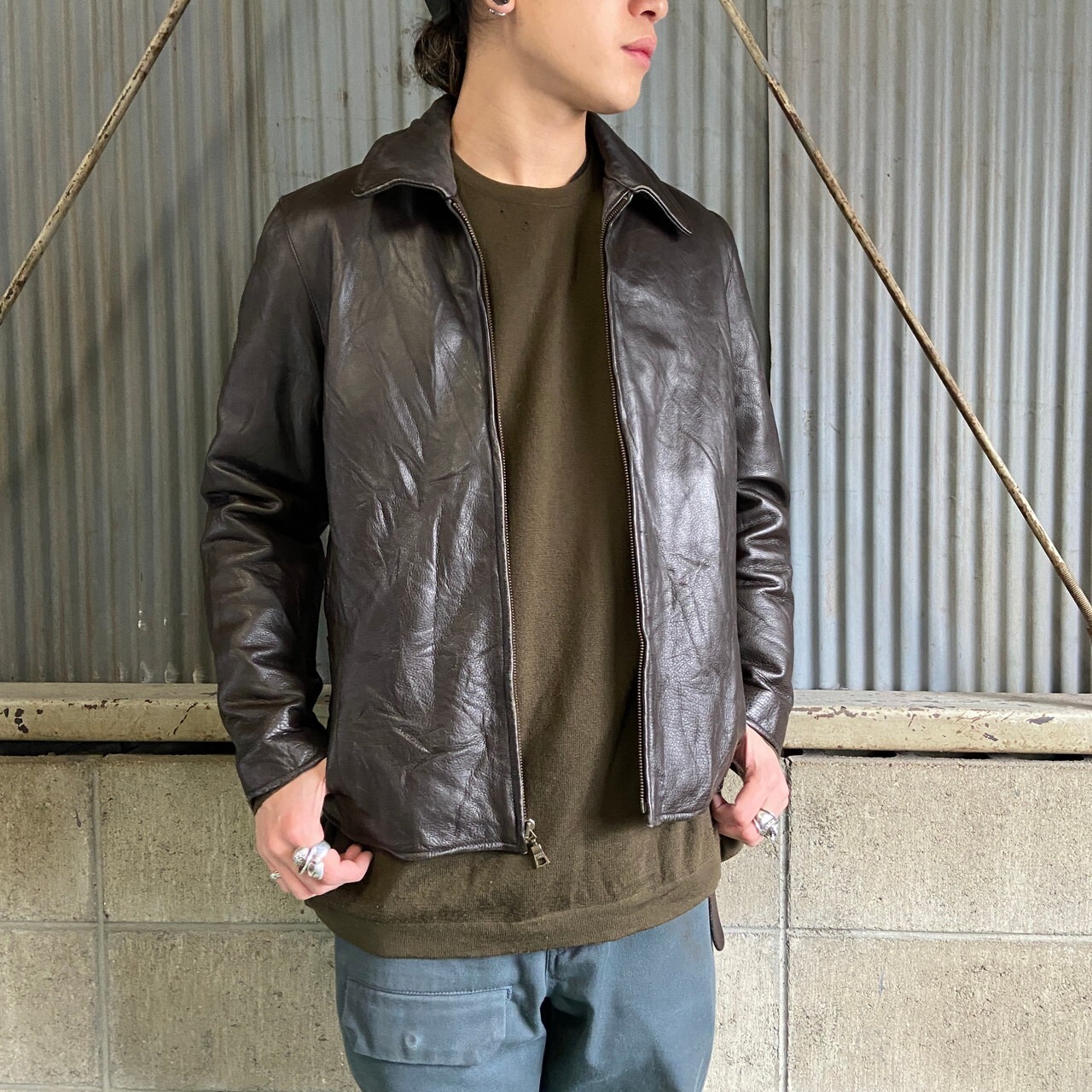 Eddie Bauer エディーバウアー シングルレザージャケット スポーツ 