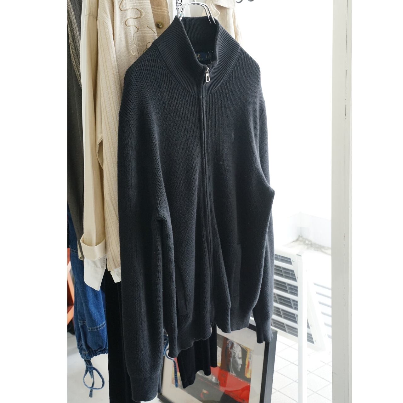 Polo Ralph Lauren ラルフローレン ドライバーズニット ブラック コットン100% L|NA376