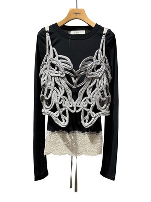 【予約販売】MUKASA ムカサ/ Embroidery Metalic Camisole / キャミソール