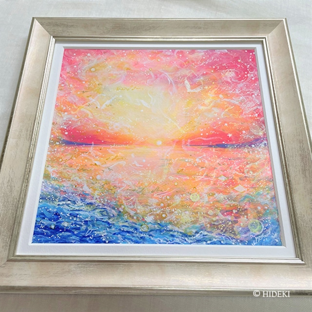 アクリル絵具原画作品｜Ocean & Sunset｜A4サイズ太子額装